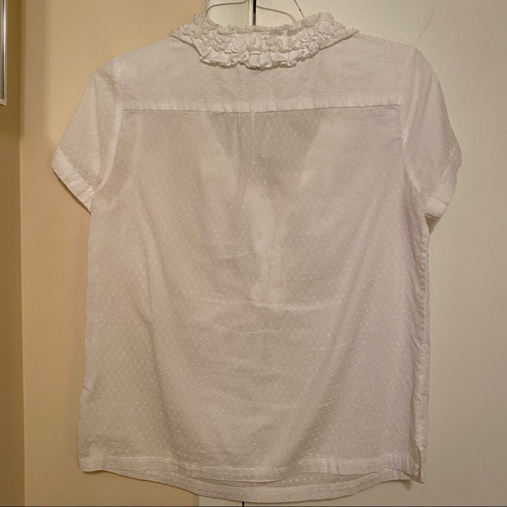 Talbots White Short Sleeve Ruffled Blouse - Picture 3 of 4